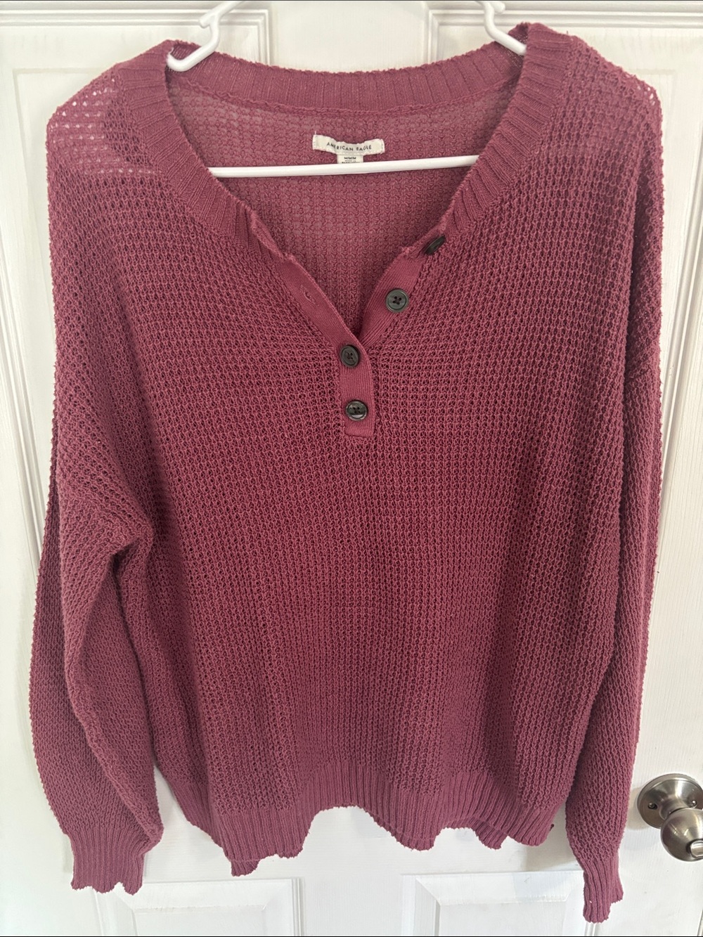 American Eagle Outfitters Dusty Rose Henley Knit Sweater